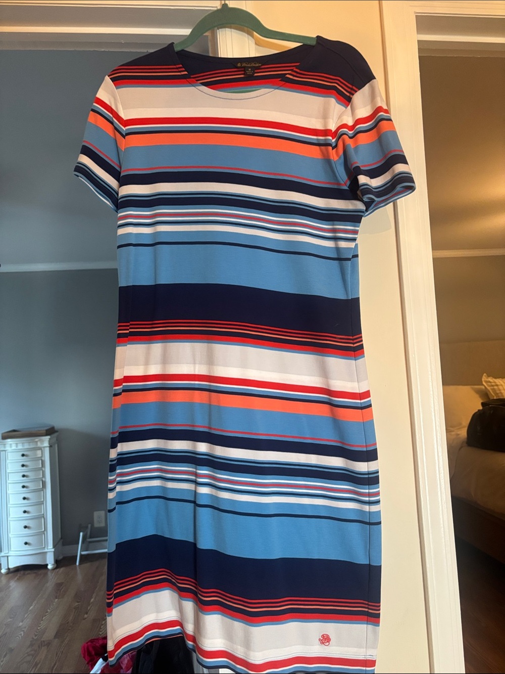 Striped Short Sleeve Dress in multi stripe